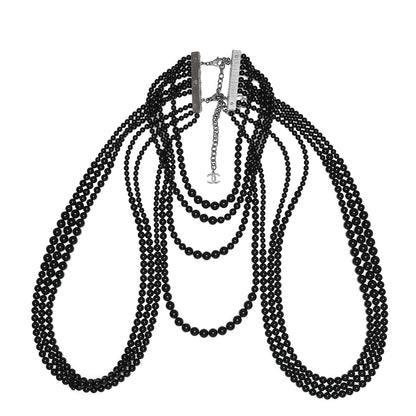 Chanel Ruthenium Beaded Gripoix CC Harness Necklace Black 1 of 7