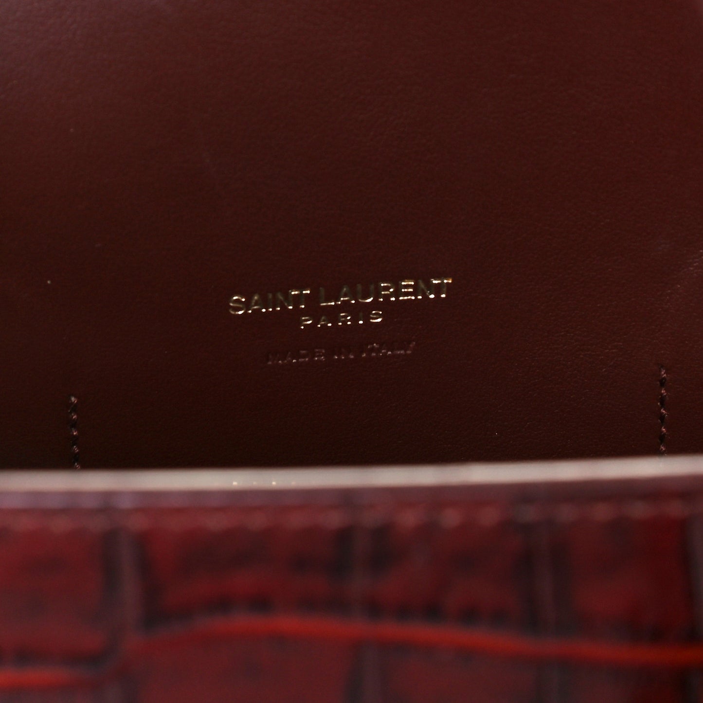 Calfskin Crocodile Embossed Small Sac de Jour Dark Blood