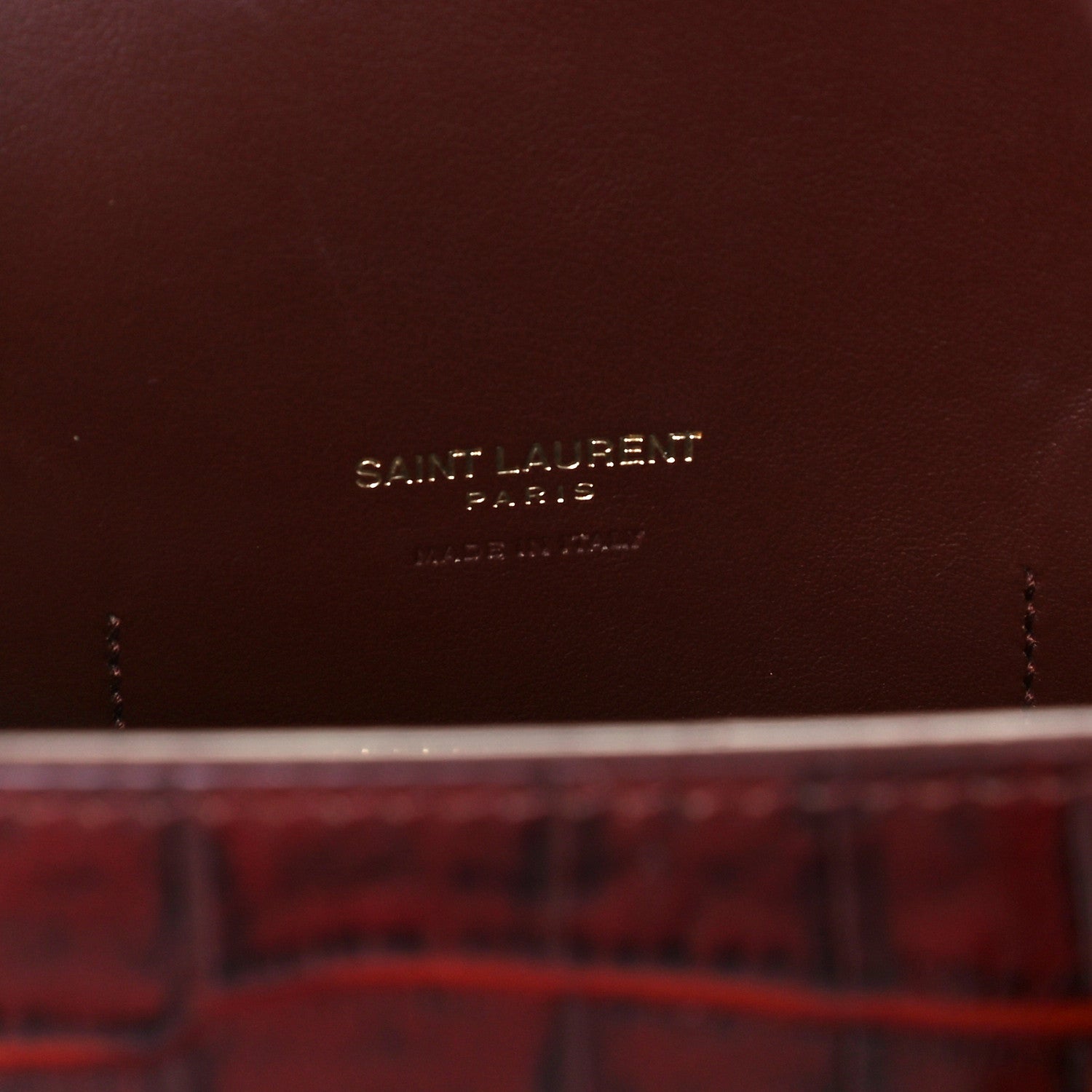 Saint Laurent Calfskin Crocodile Embossed Small Sac de Jour Dark Blood 5 of 10
