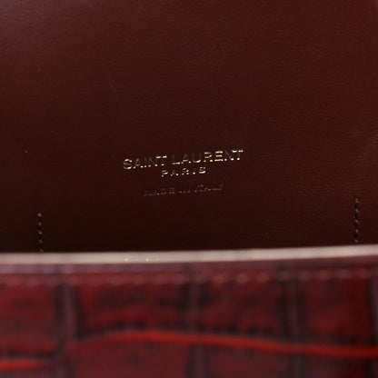 Saint Laurent Calfskin Crocodile Embossed Small Sac de Jour Dark Blood 5 of 10