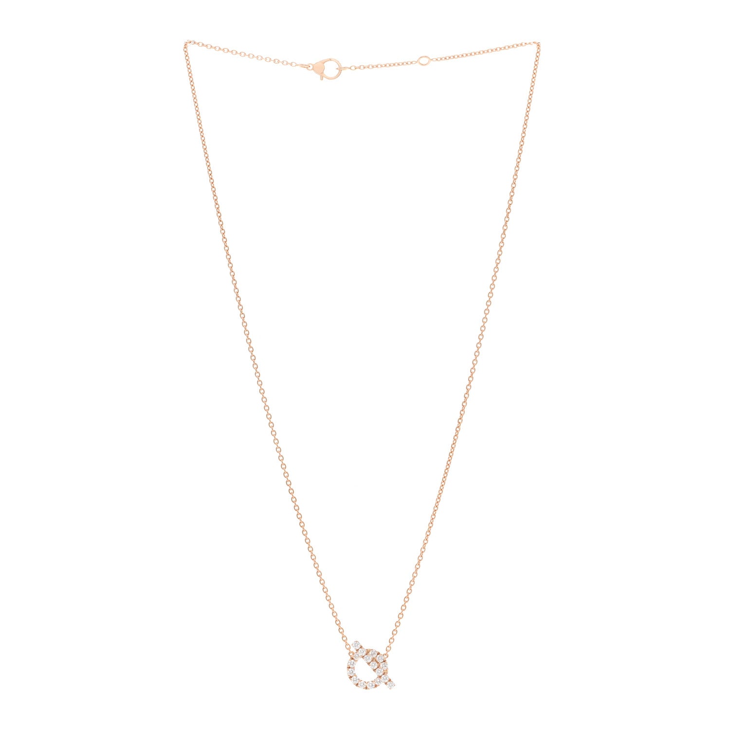 Hermes 18K Rose Gold Diamond Finesse Pendant Necklace 3 of 5