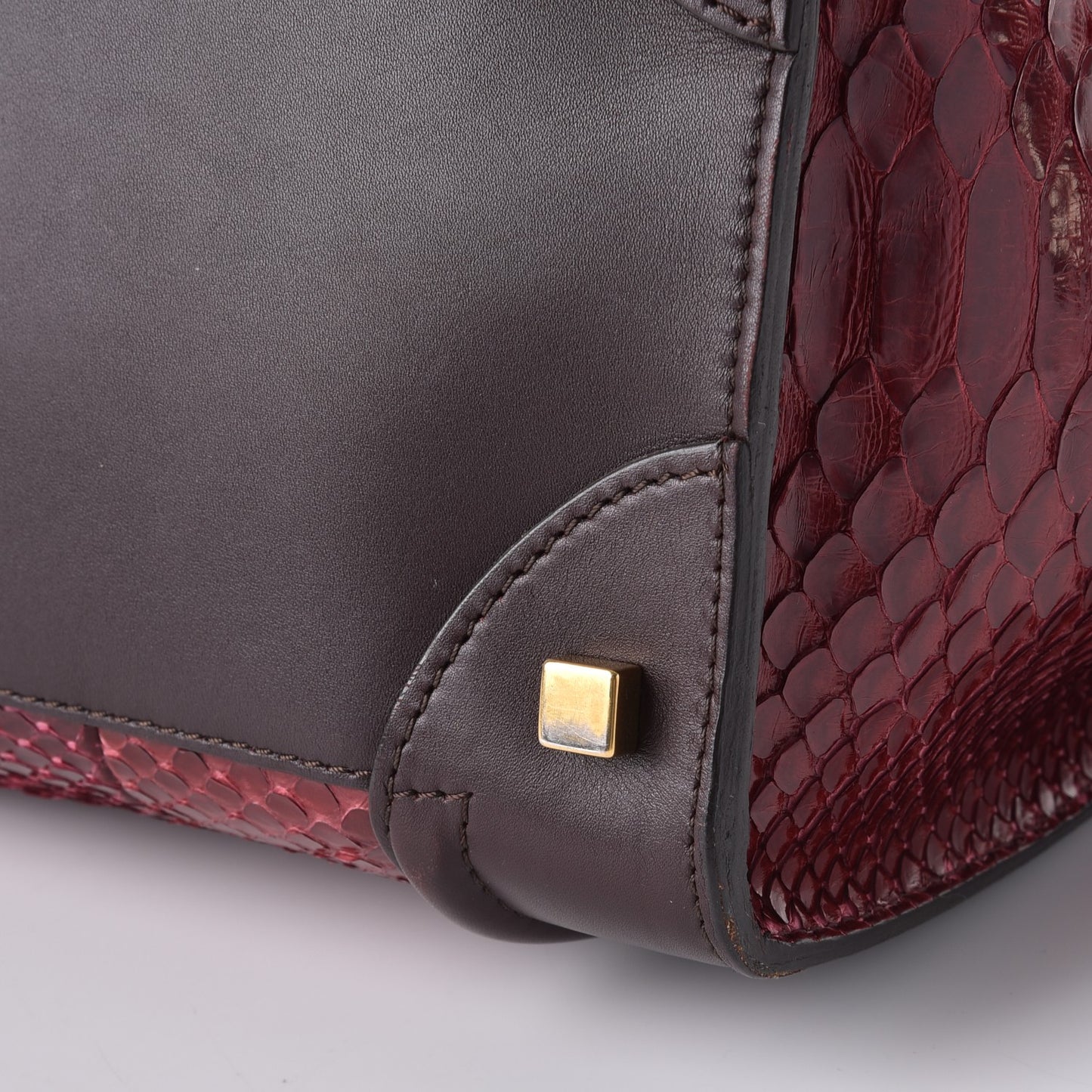Python Smooth Calfskin Mini Luggage Burgundy