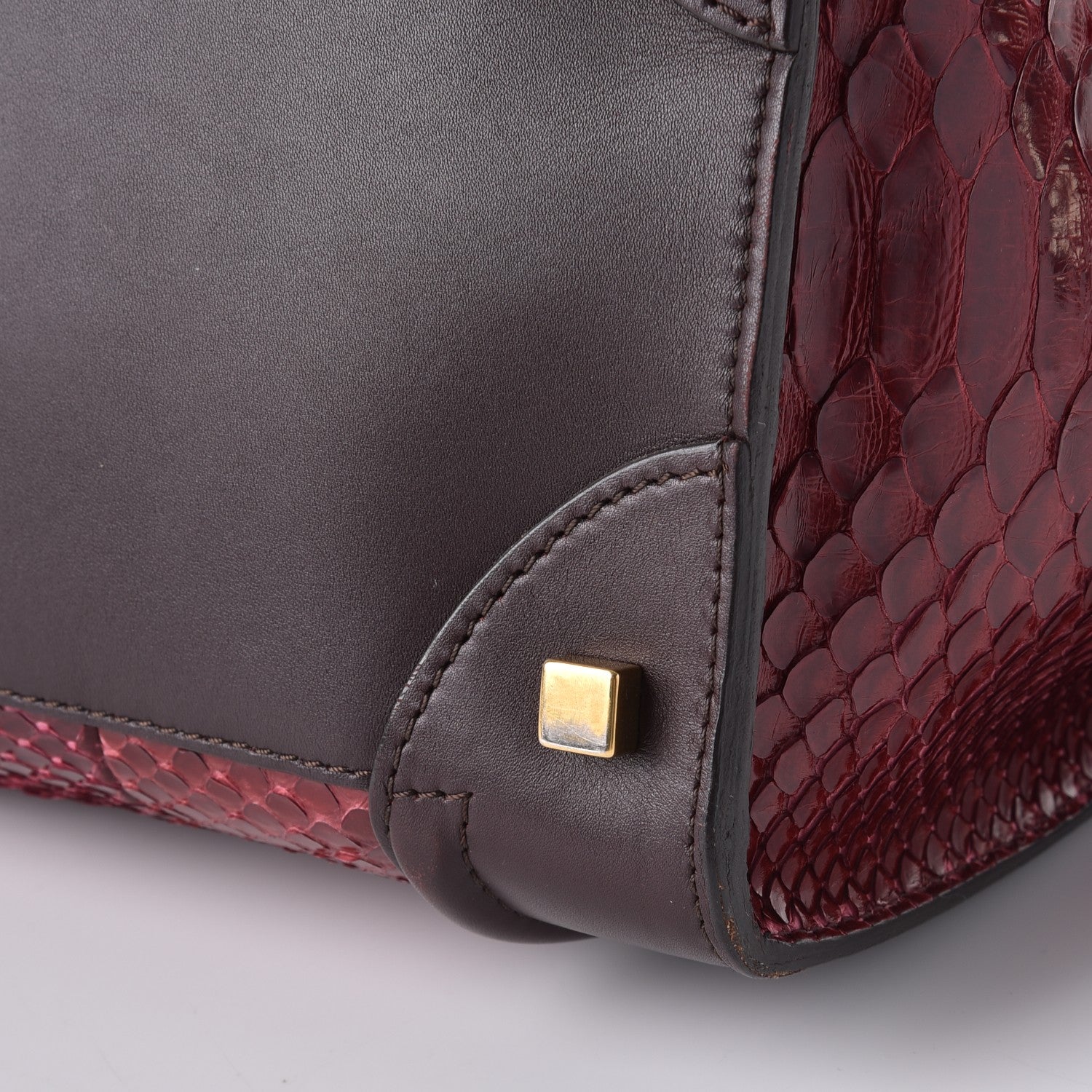 Celine Python Smooth Calfskin Mini Luggage Burgundy 14 of 16