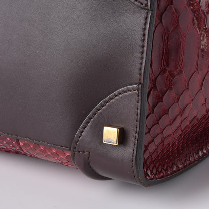 Celine Python Smooth Calfskin Mini Luggage Burgundy 14 of 16