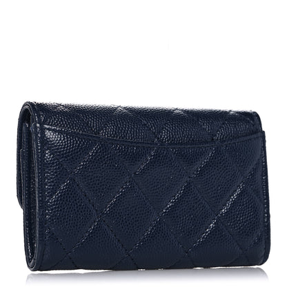 Chanel Caviar Quilted Flap Card Holder Wallet Navy Blue 3 of 11