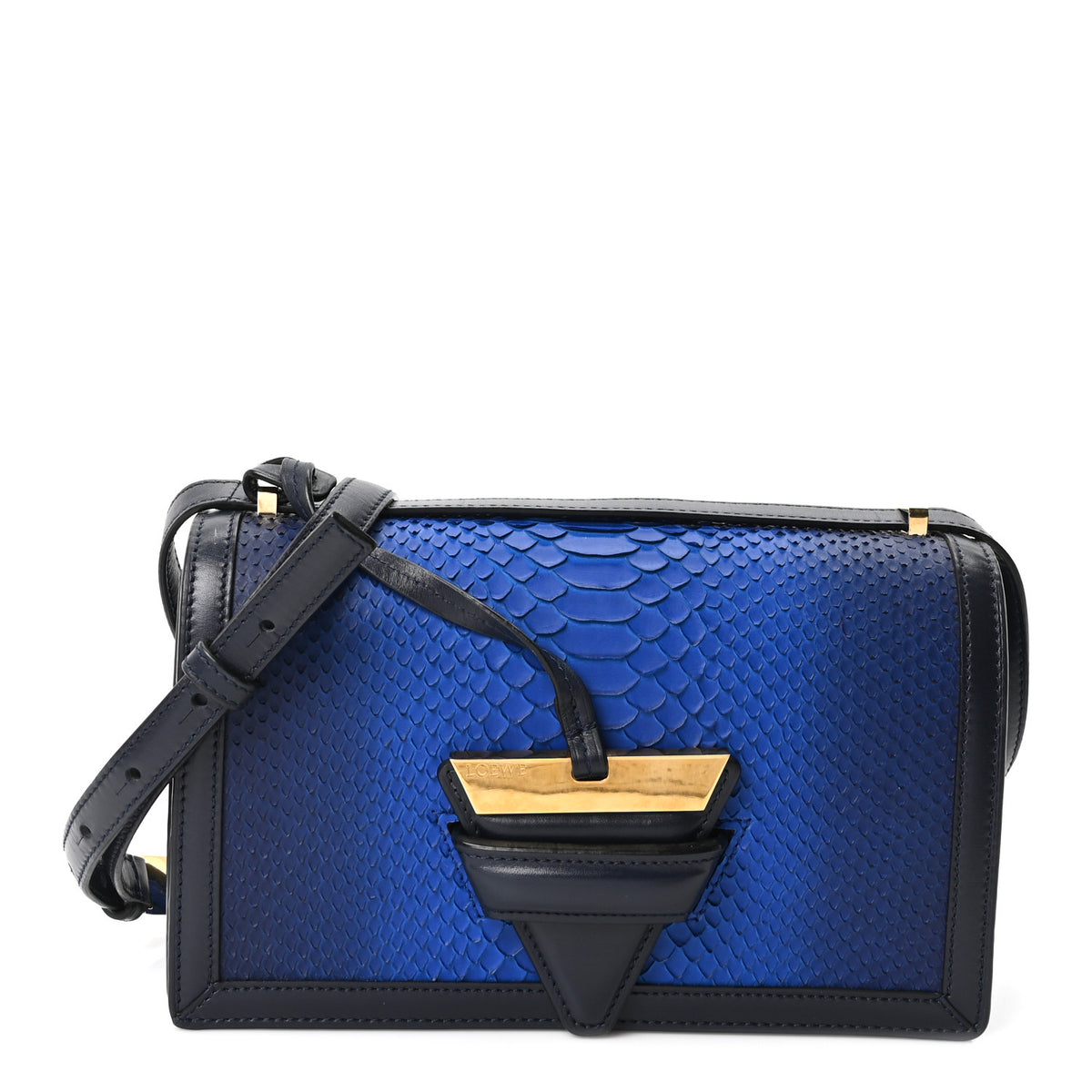 Snakeskin Medium Barcelona Shoulder Bag Blue Black
