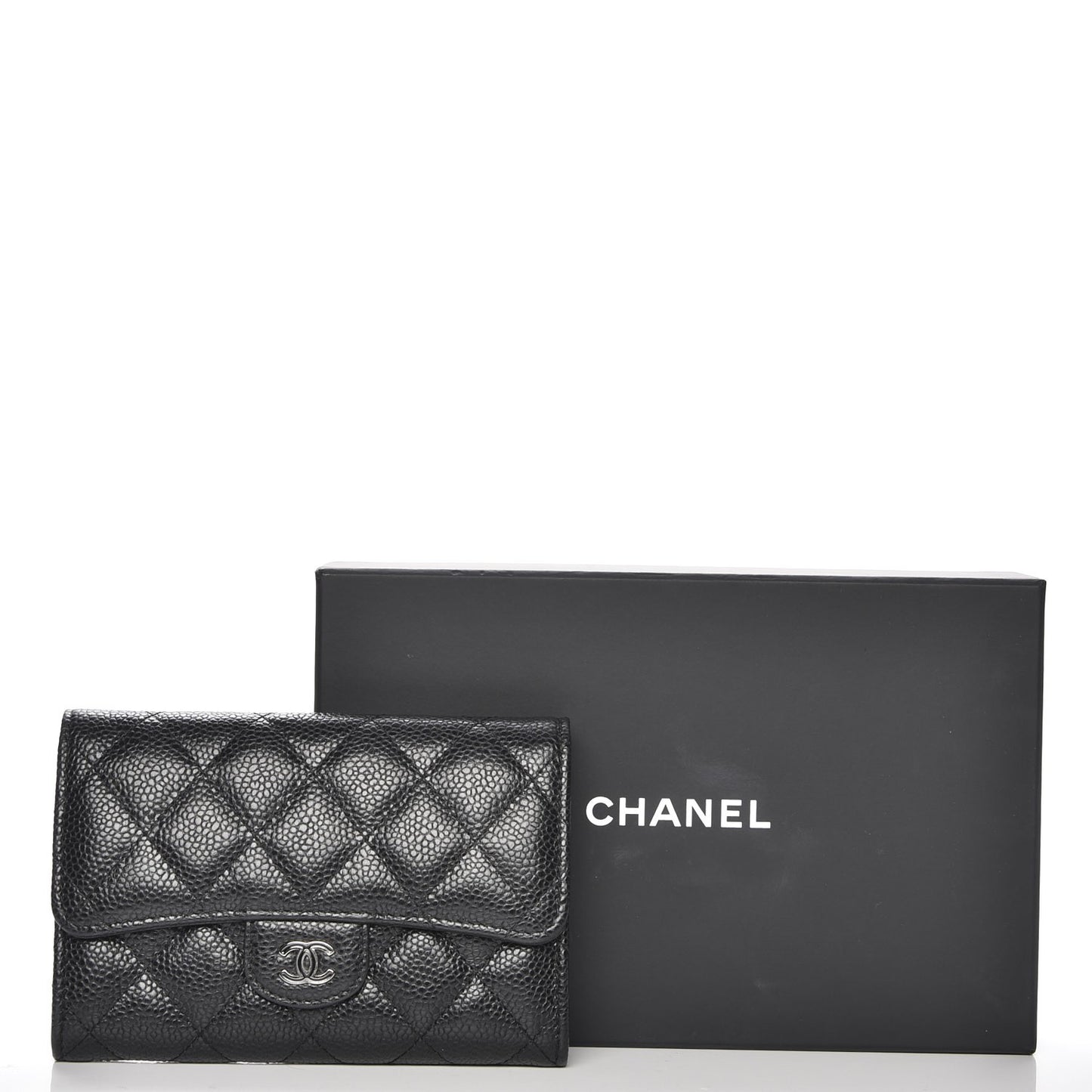 Caviar Quilted Small Flap Wallet Black