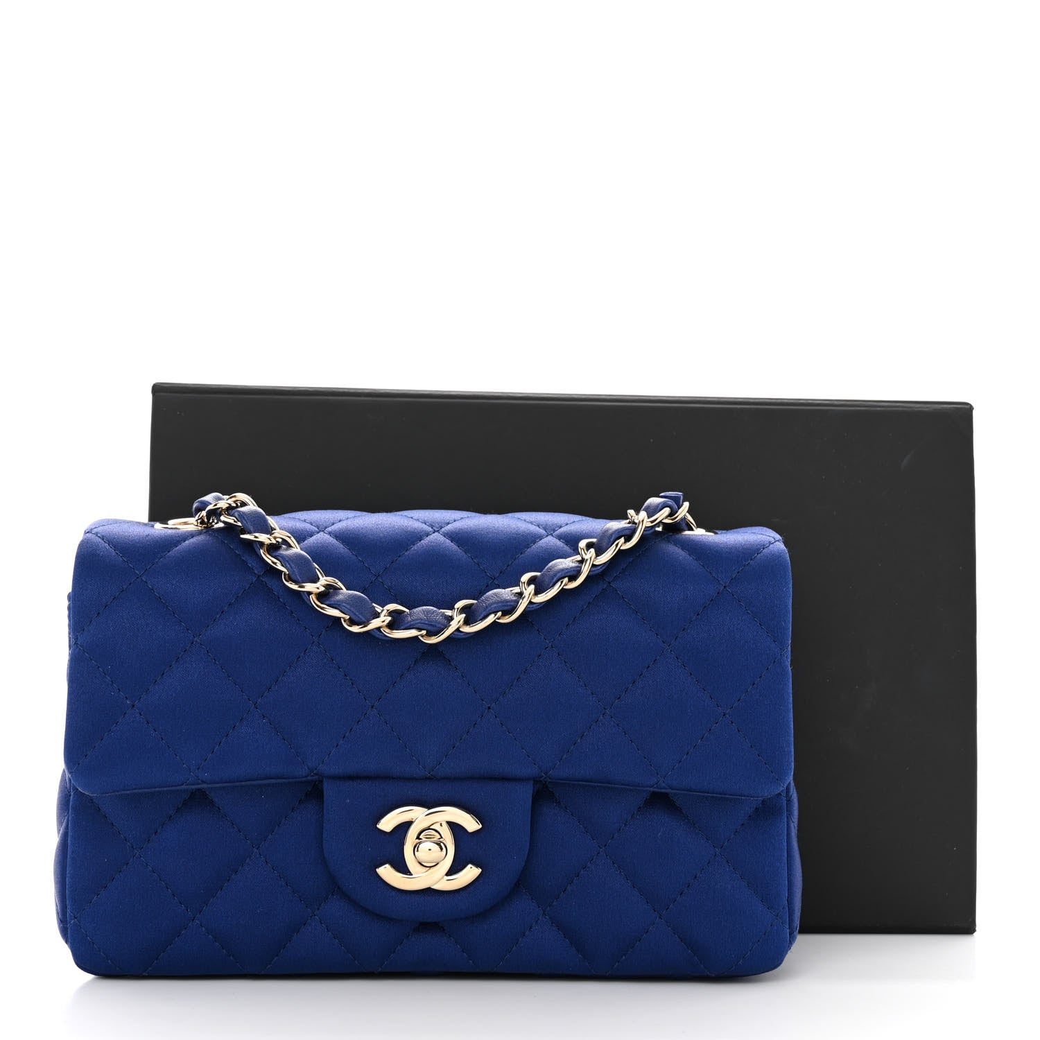 Chanel Satin Quilted Mini Rectangular Flap Blue 11 of 11