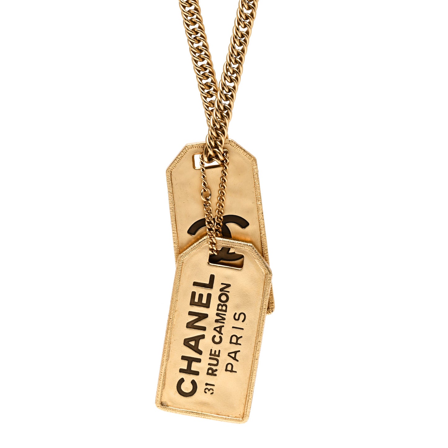 ID Dog Tag Charm Necklace Gold