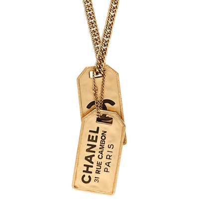 Chanel ID Dog Tag Charm Necklace Gold 4 of 5