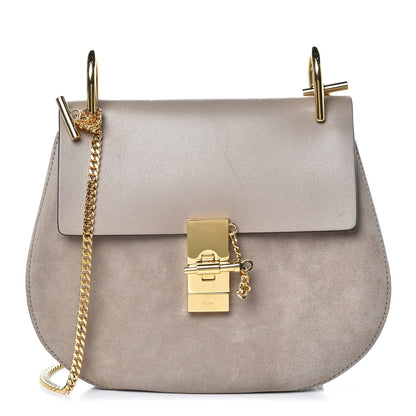 Chloe Suede Smooth Calfskin Drew Shoulder Bag Motty Grey 1 of 8