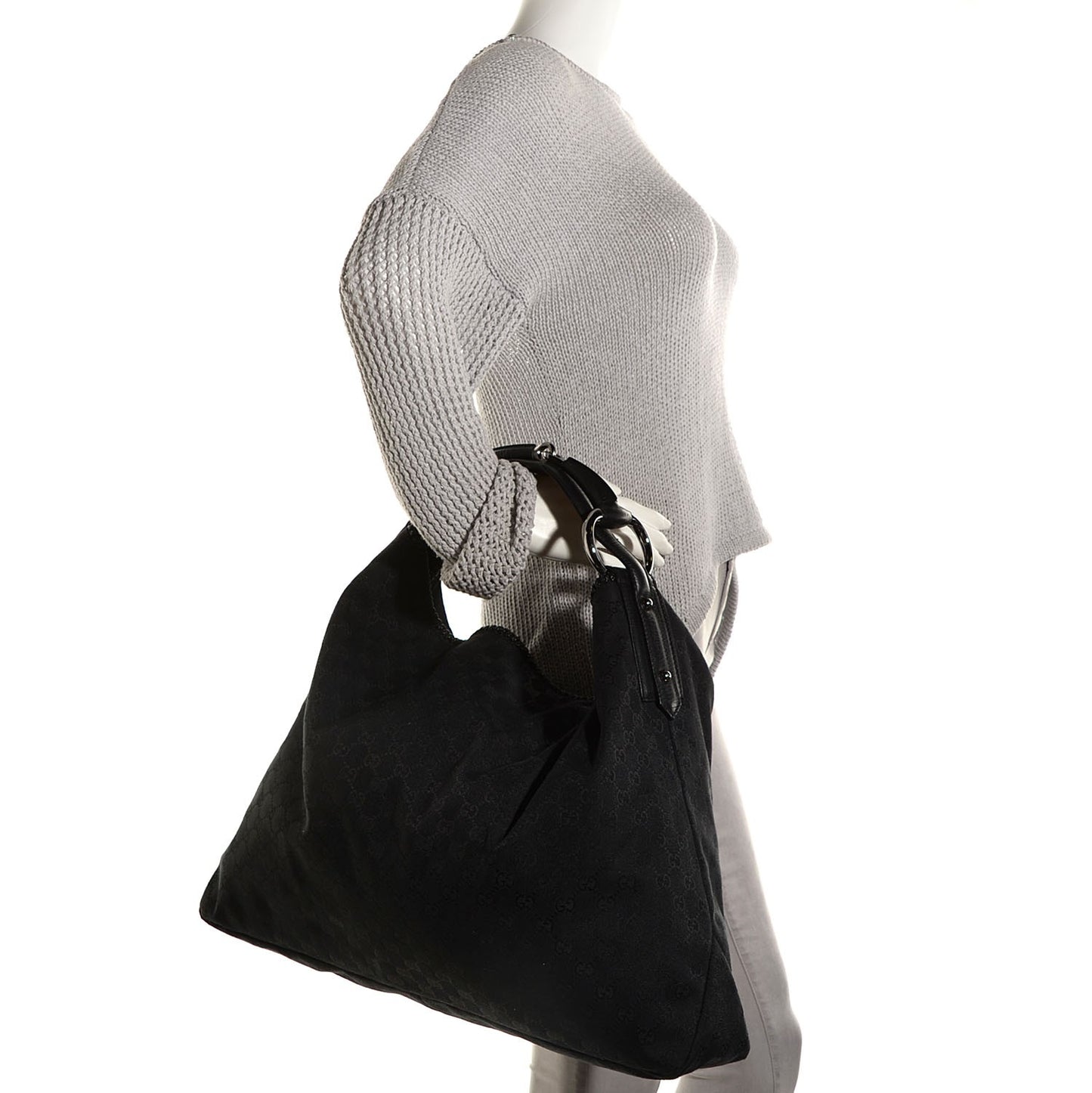 Monogram Large Horsebit Chain Hobo Black