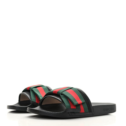 Gucci Satin Web Bow Slide Sandals 36 Black 3 of 7