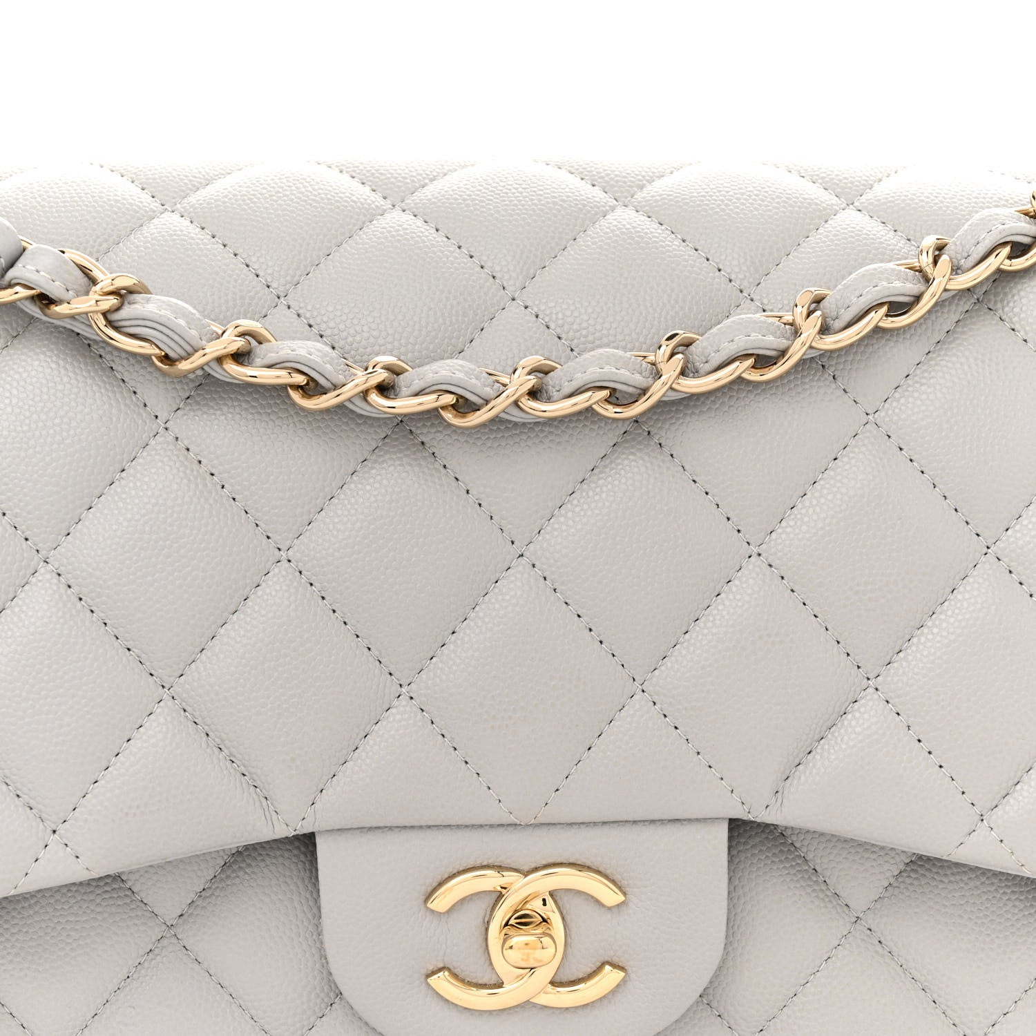 Chanel Caviar Quilted Jumbo Double Flap Grey 8 of 14