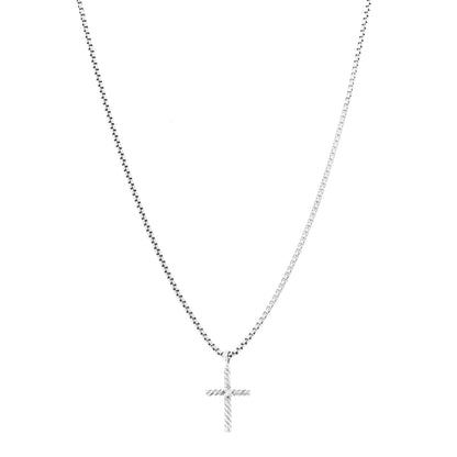 David Yurman Sterling Silver Diamond Cable Classics Cross Necklace 1 of 5