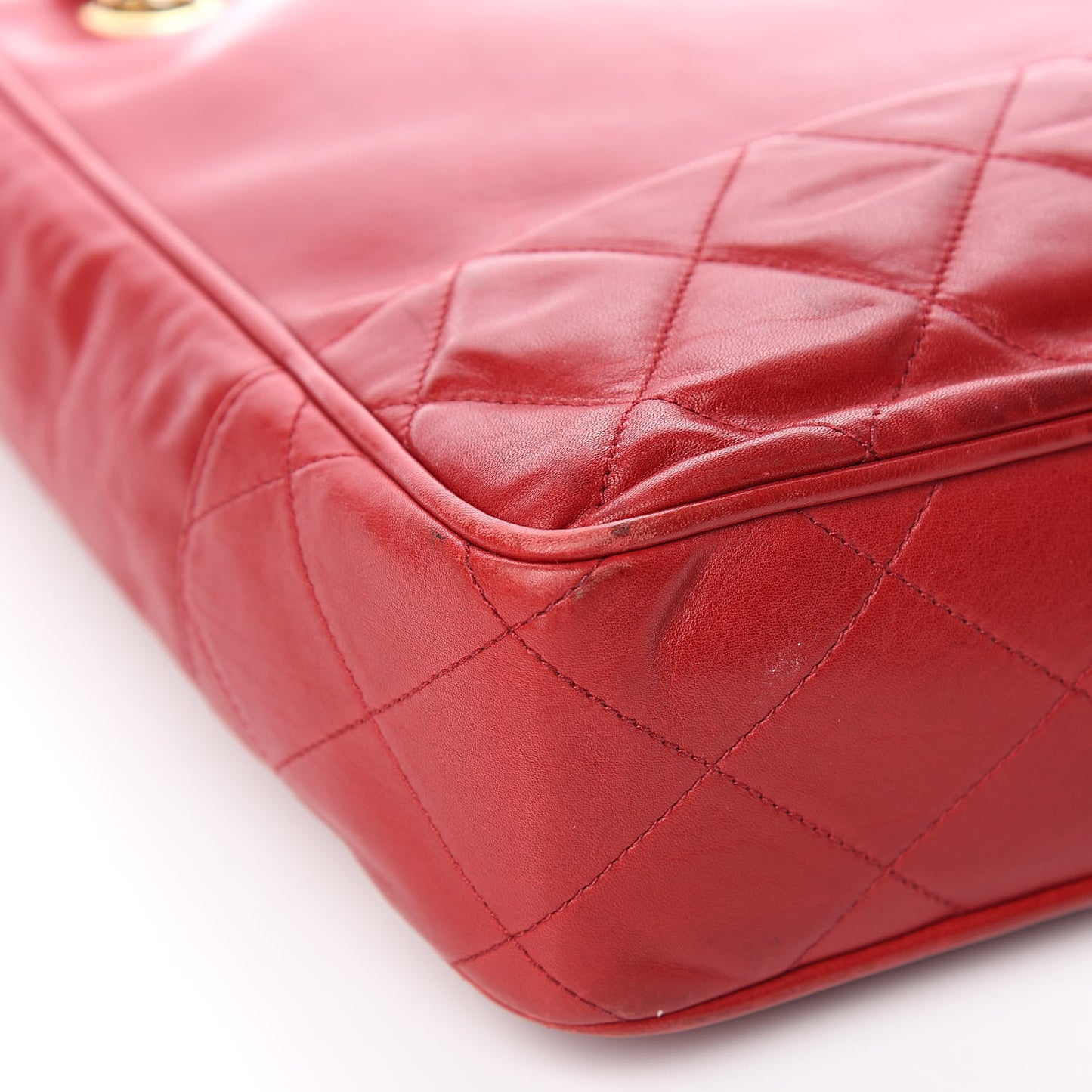 Lambskin Quilted Tote Red