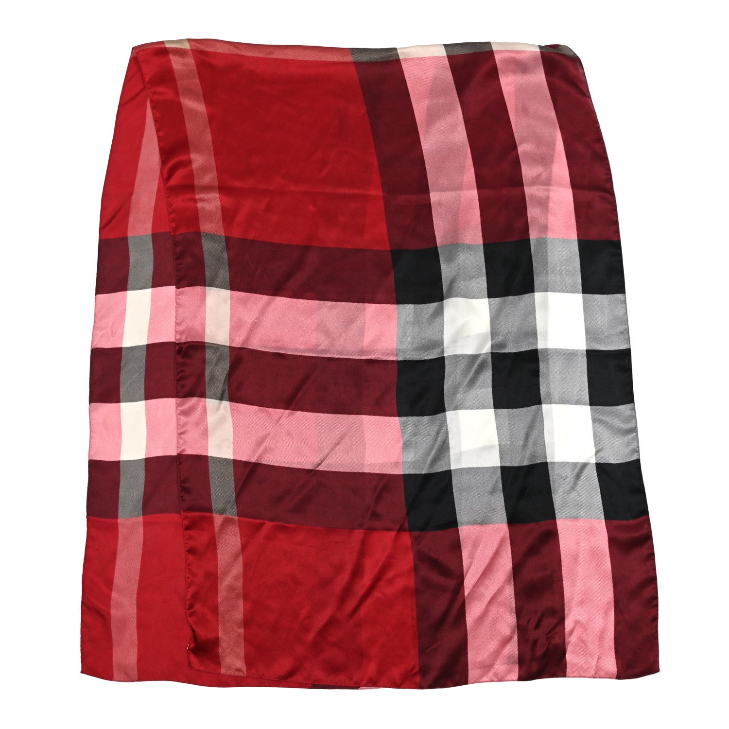 Burberry Silk Mega Check Mulberry Scarf Red 2 of 5