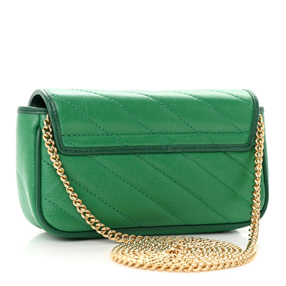 Gucci Azalea Calfskin Enamel Matelasse Diagonal Super Mini Torchon GG Marmont Shoulder Bag New Shamarock Emerald 2 of 11