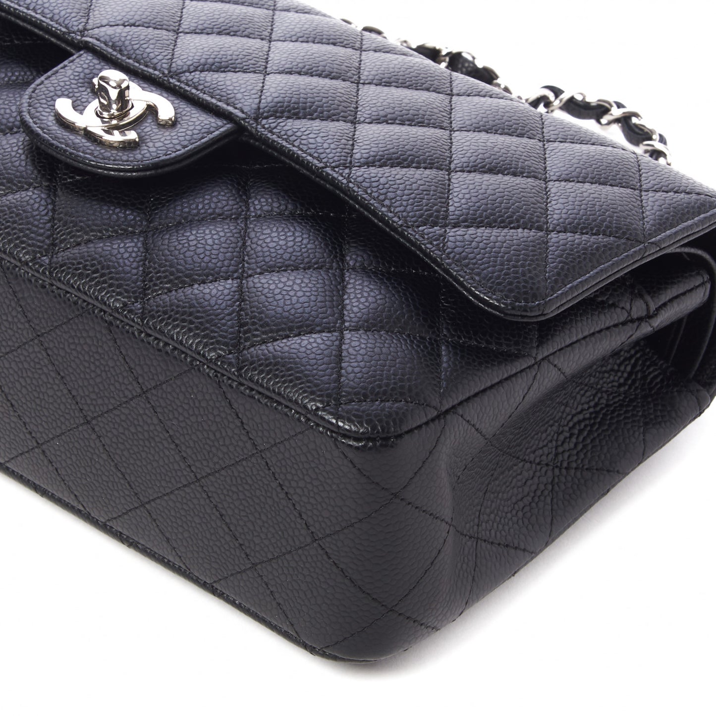 Caviar Quilted Medium Double Flap Black