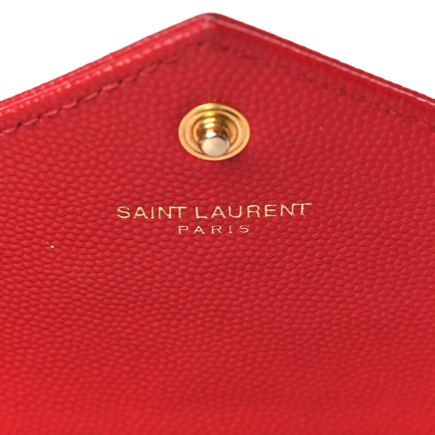 Saint Laurent Grain De Poudre Matelasse Chevron Monogram Envelope Chain Wallet Red 6 of 9