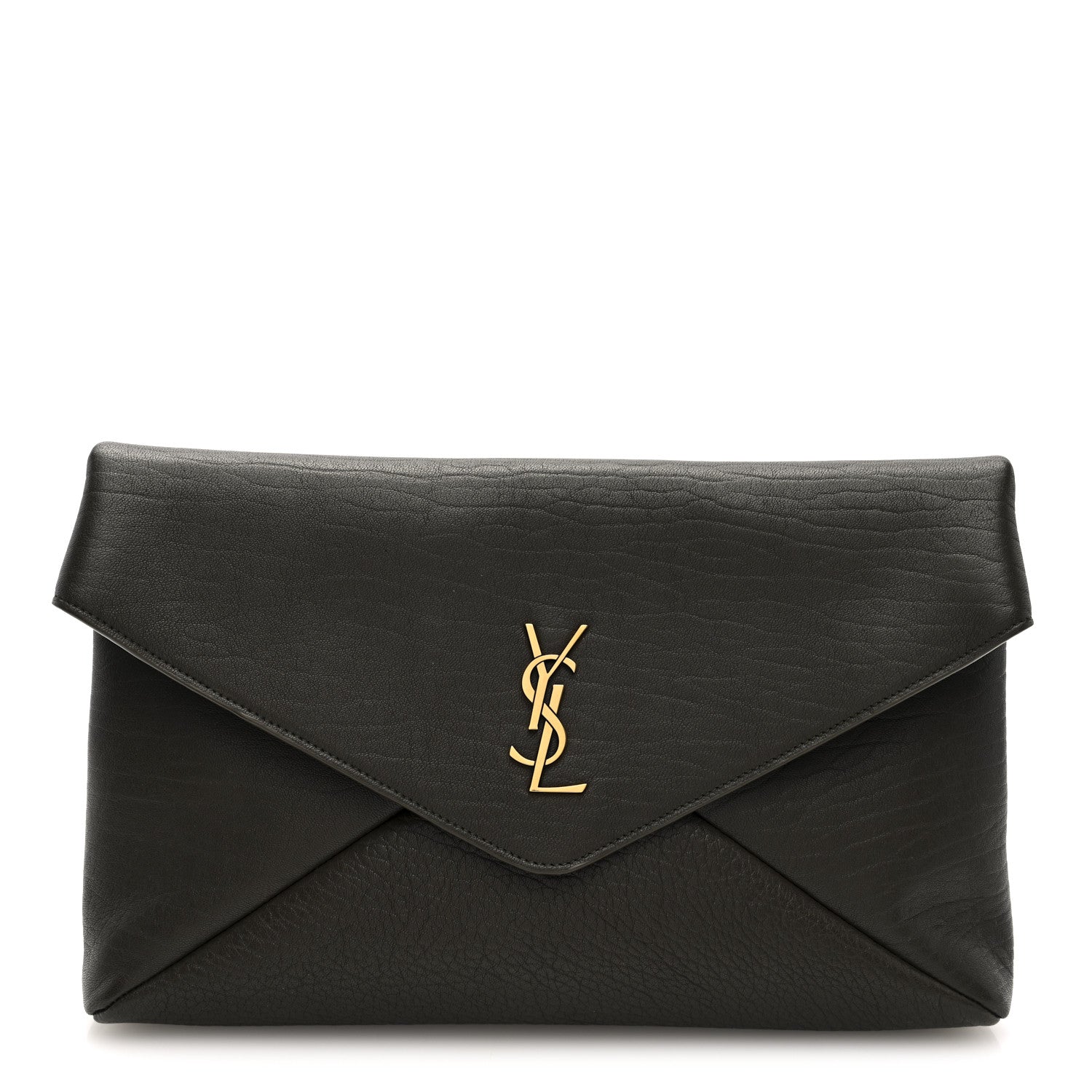 Saint Laurent Grained Lambskin Large Cassandre Envelope Pouch Light Musk 1 of 6