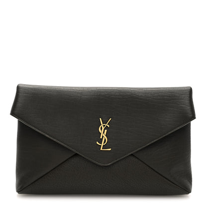 Saint Laurent Grained Lambskin Large Cassandre Envelope Pouch Light Musk 1 of 6