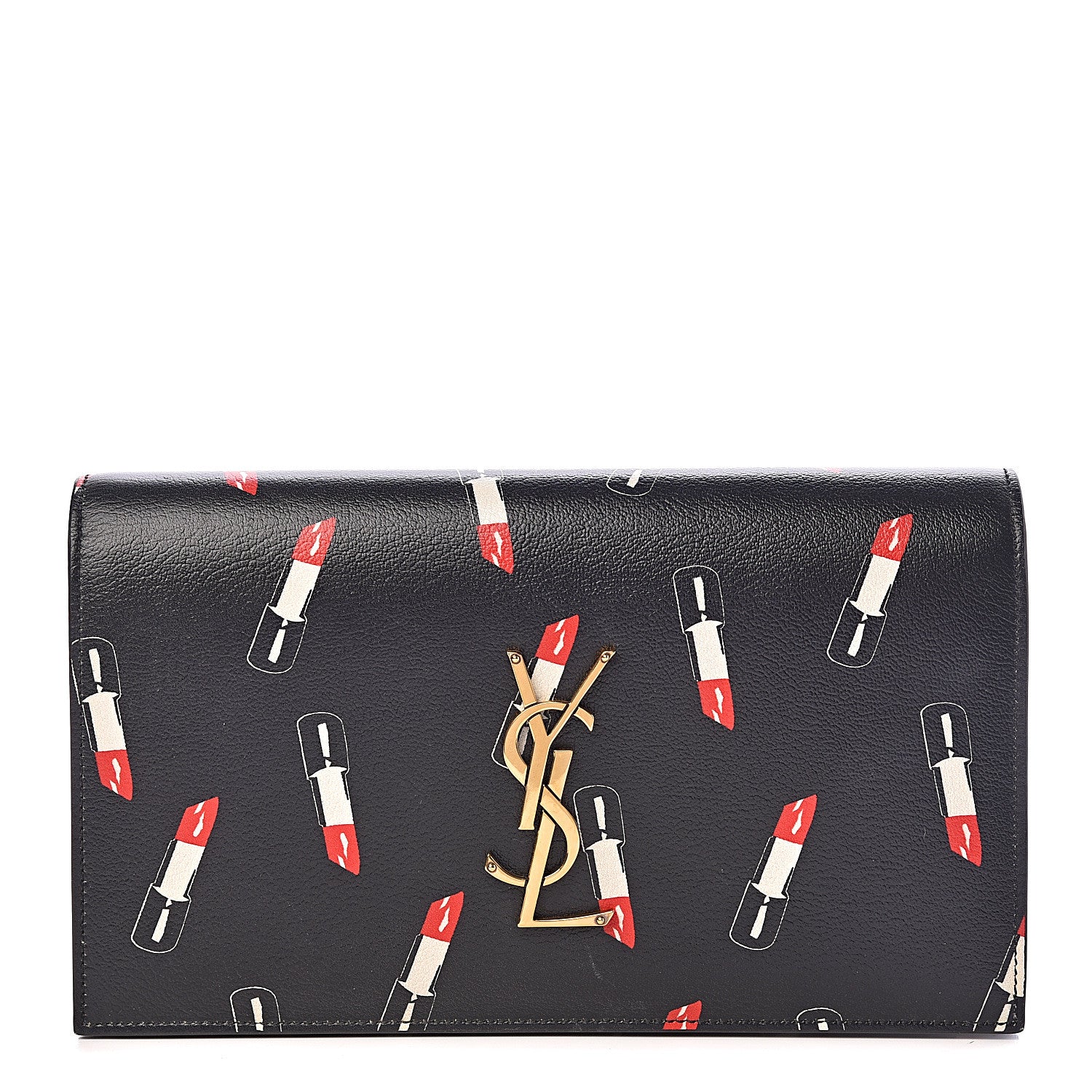 Saint Laurent Calfskin Lipstick Print Classic Monogram Kate Clutch Black 1 of 6