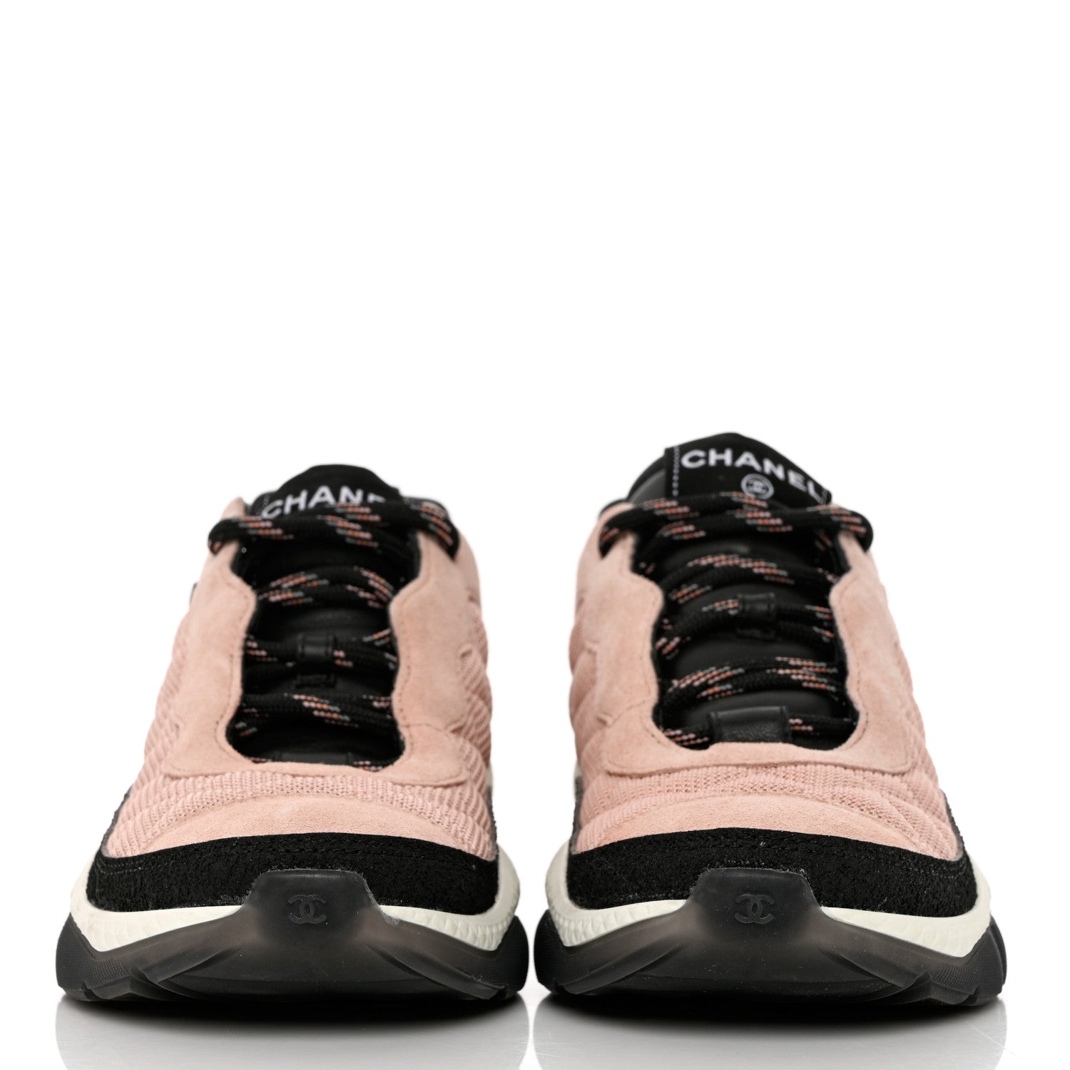 Chanel Mesh Suede Calfskin Quilted Sneakers 38 Pink Beige 4 of 10