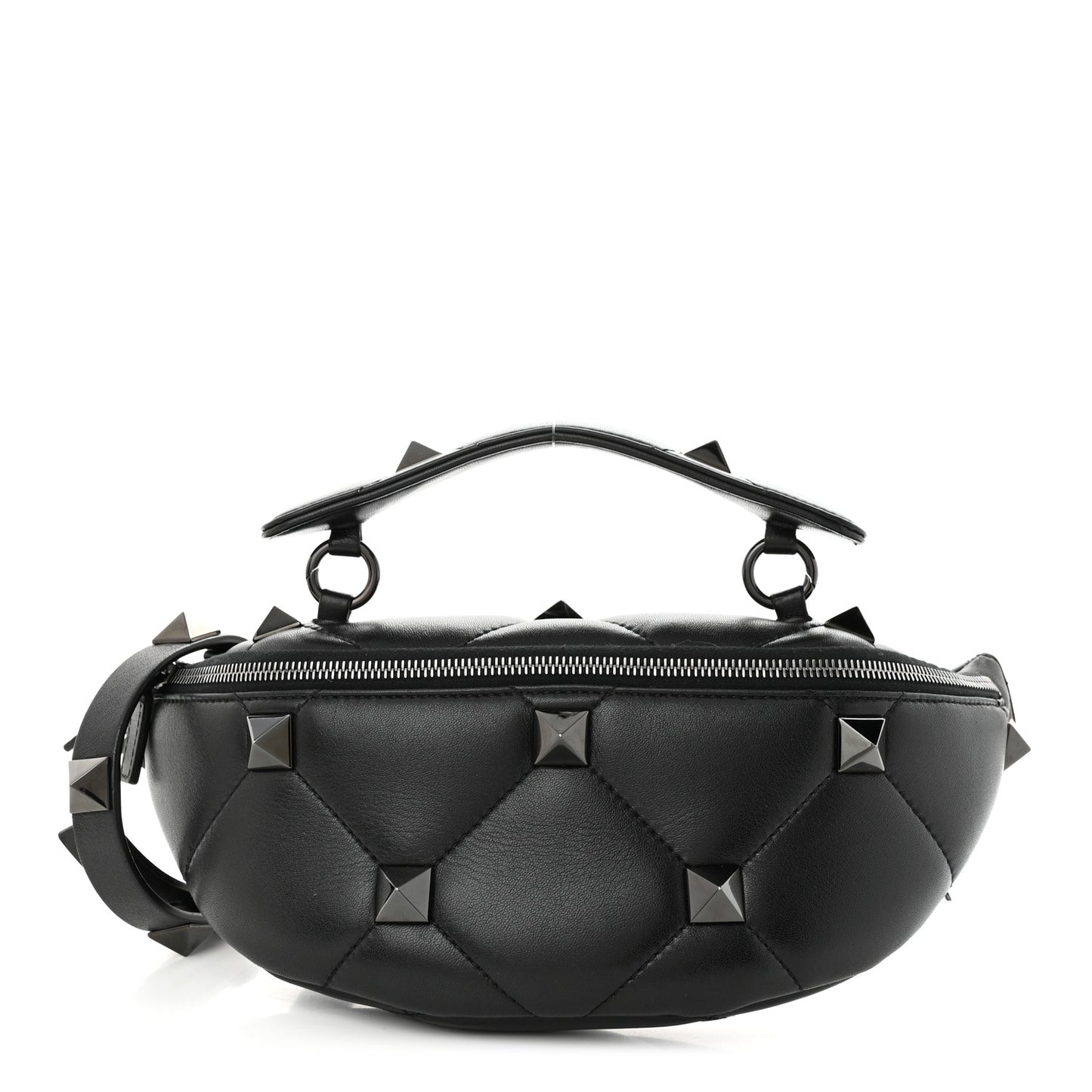 Nappa Monochrome Roman Stud Belt Bag Black