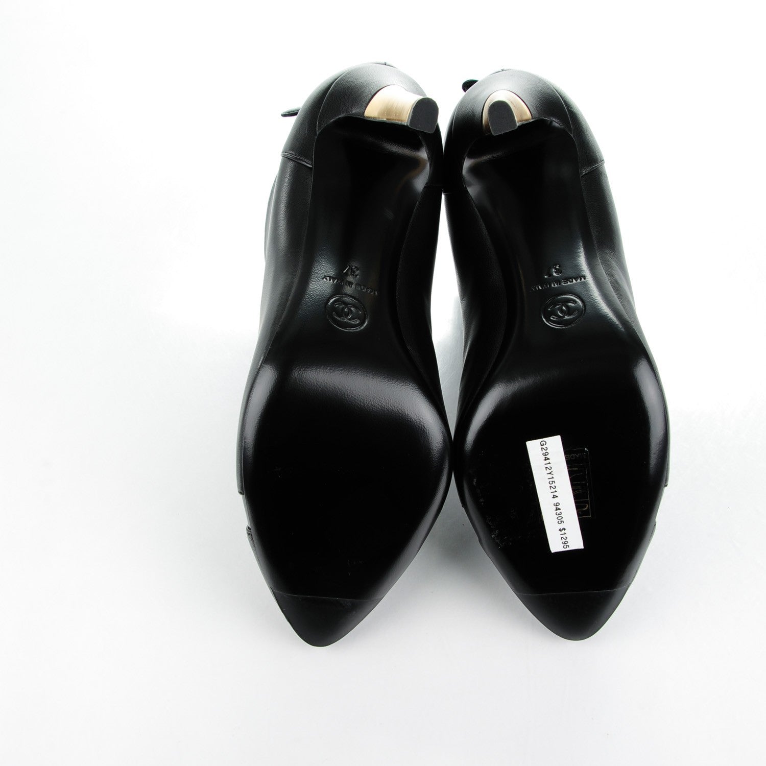 Chanel Patent Lambskin CC Cap Toe Ankle Booties 37 Black 5 of 9