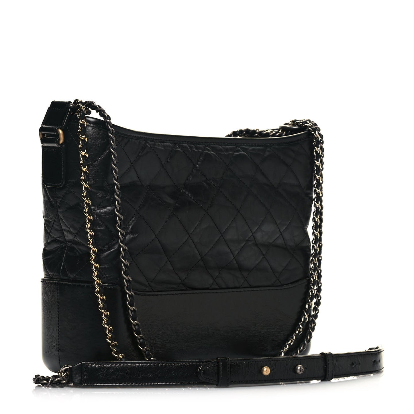 Aged Calfskin Quilted Medium Gabrielle Hobo Black