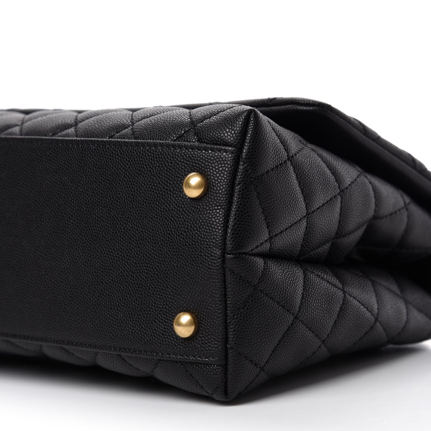Caviar Lizard Embossed Quilted Small Coco Handle Flap Black