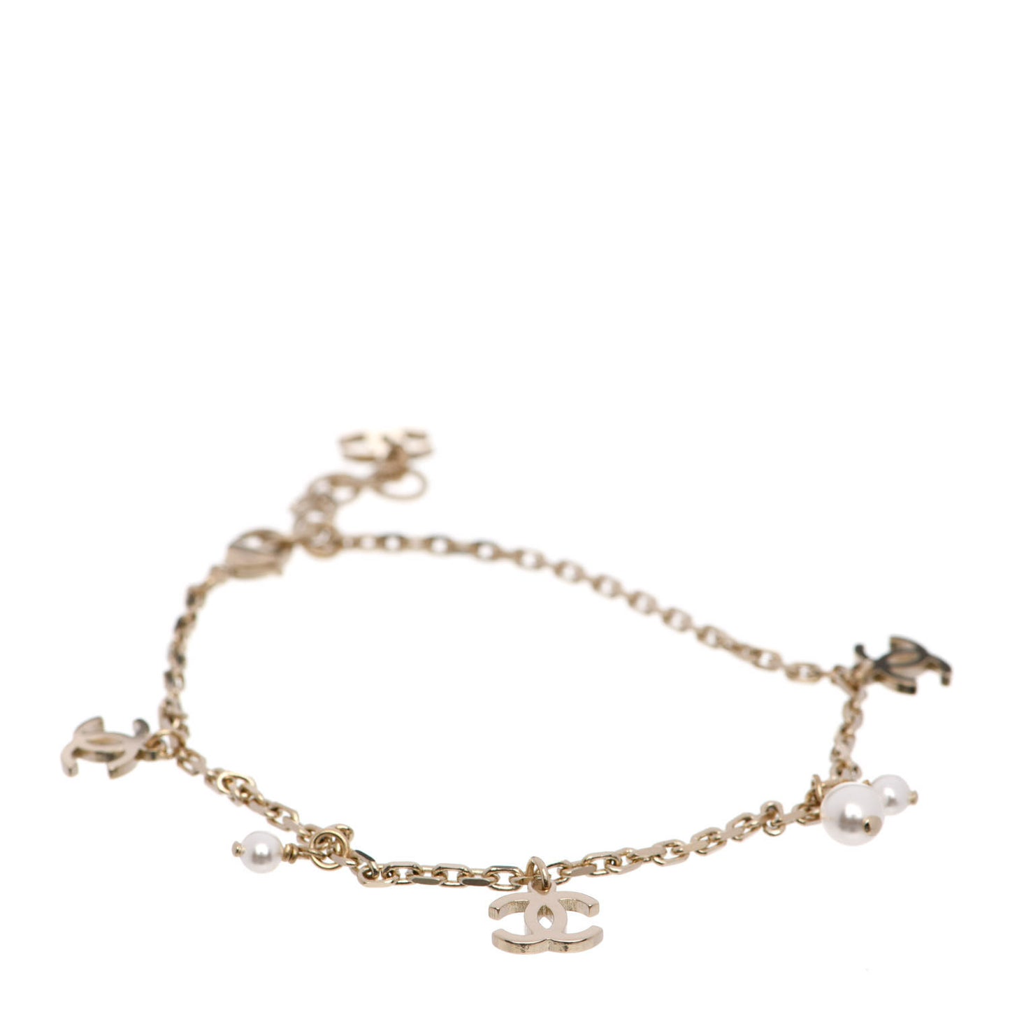 Pearl CC Chain Anklet Gold