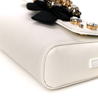 Dolce & Gabbana Canvas Crystal Embellished Childrens Bow Chain Clutch White 10 of 12