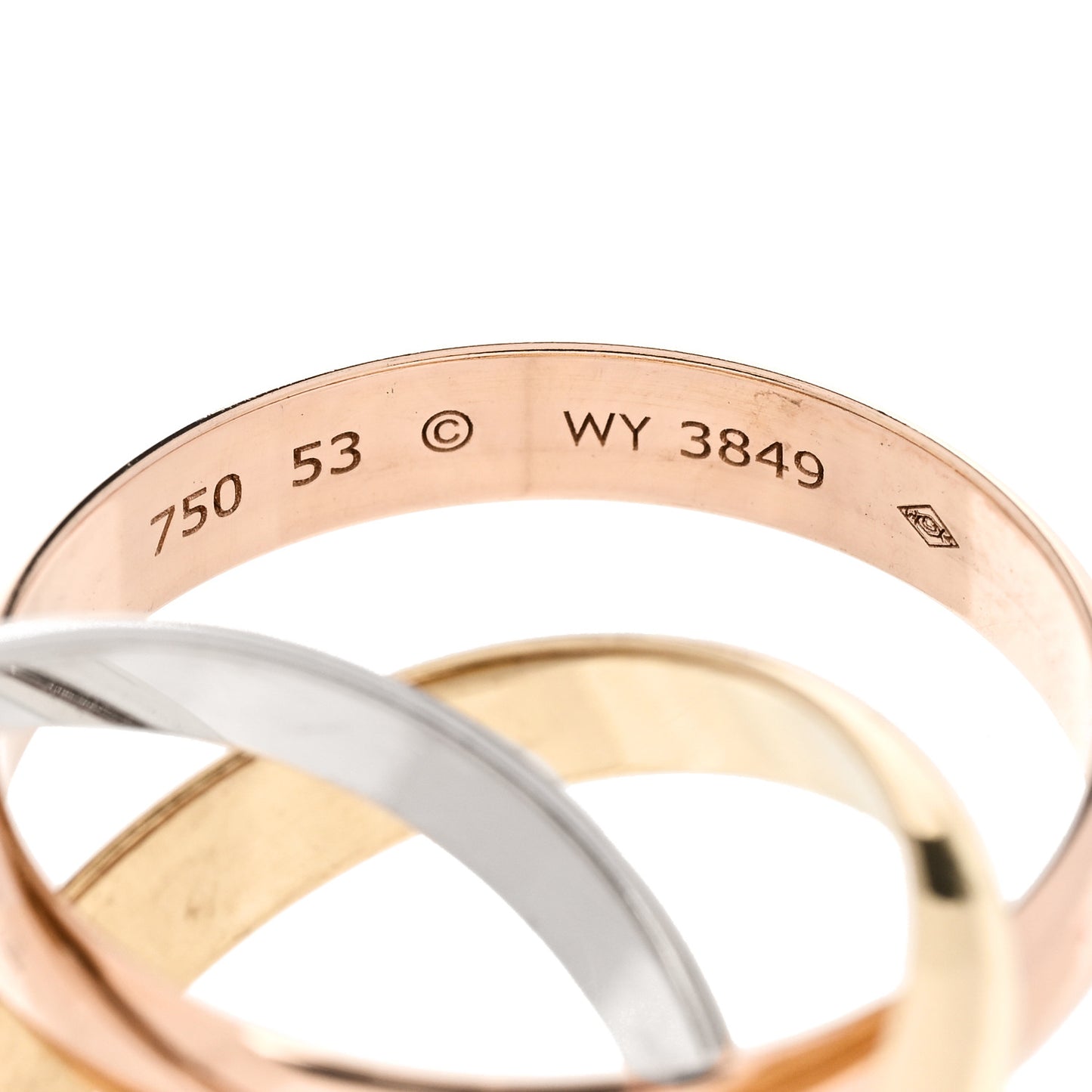 18K Pink Yellow White Gold Classic Trinity Ring 53 6.25