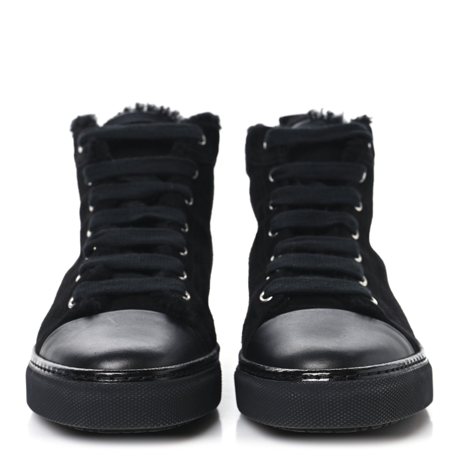 Hermes Suede Shearling Womens Jimmy High Top Sneakers 38 Black 3 of 9