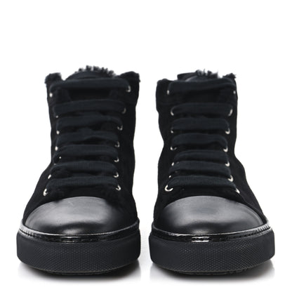 Hermes Suede Shearling Womens Jimmy High Top Sneakers 38 Black 3 of 9