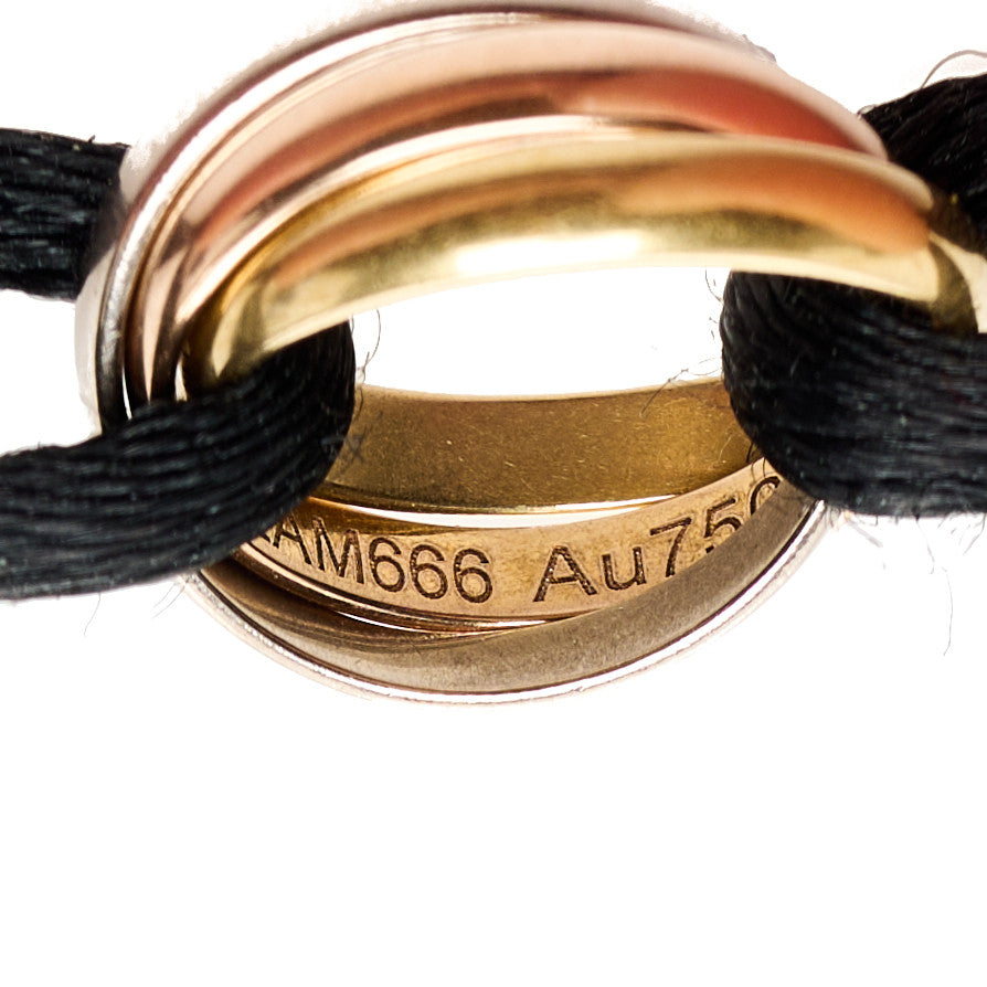 Cartier 18K Pink Yellow White Gold Trinity Adjustable Cord Bracelet Black 4 of 6