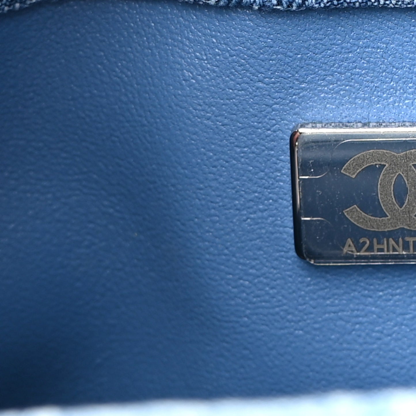 Denim Quilted Camellia Sweetheart Mini Flap Blue