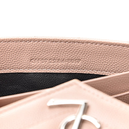 Saint Laurent Grain De Poudre Matelasse Chevron Monogram Wallet Pale Pink 7 of 8