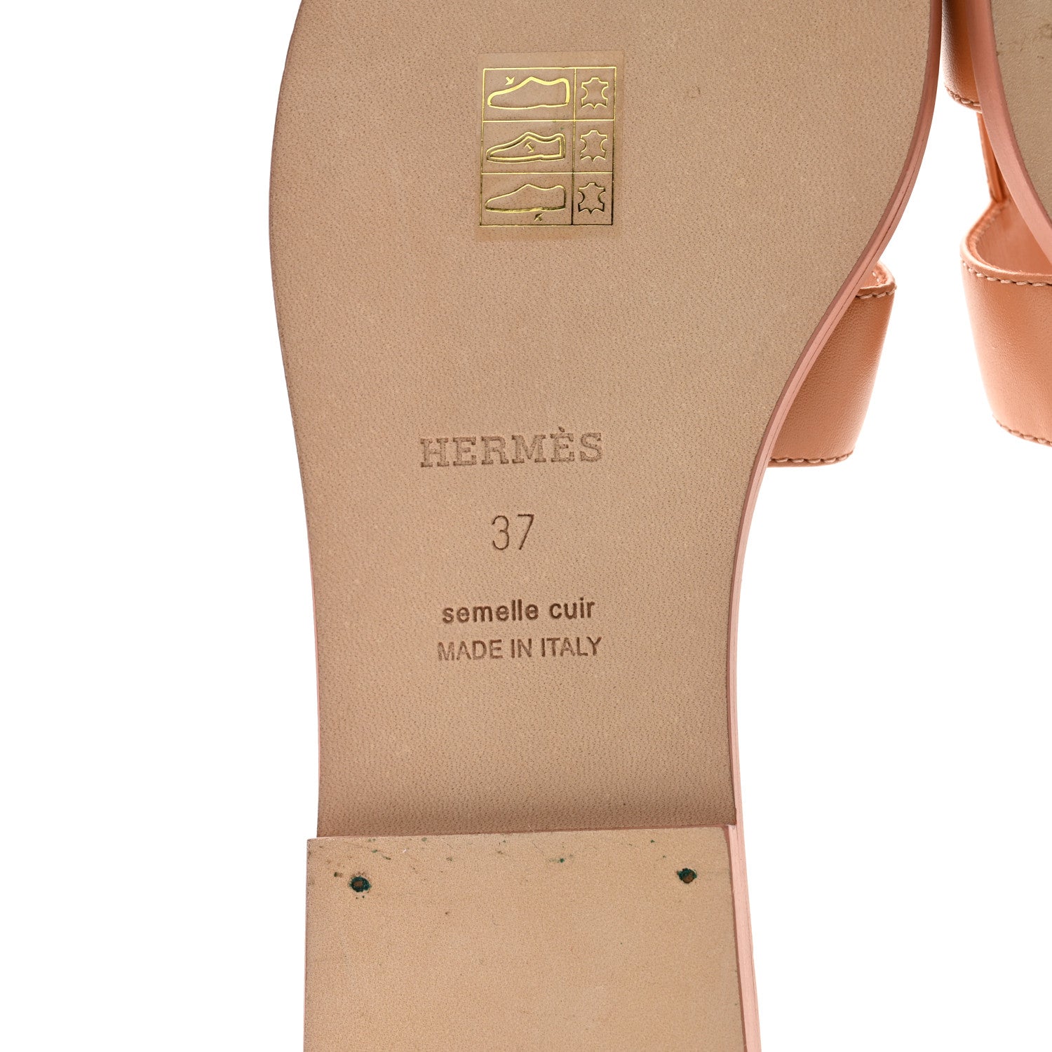 Hermes Box Calfskin Oran Sandals 37 Granit Rose 7 of 8