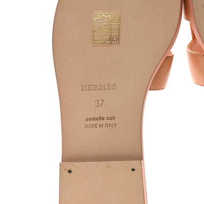 Hermes Box Calfskin Oran Sandals 37 Granit Rose 7 of 8