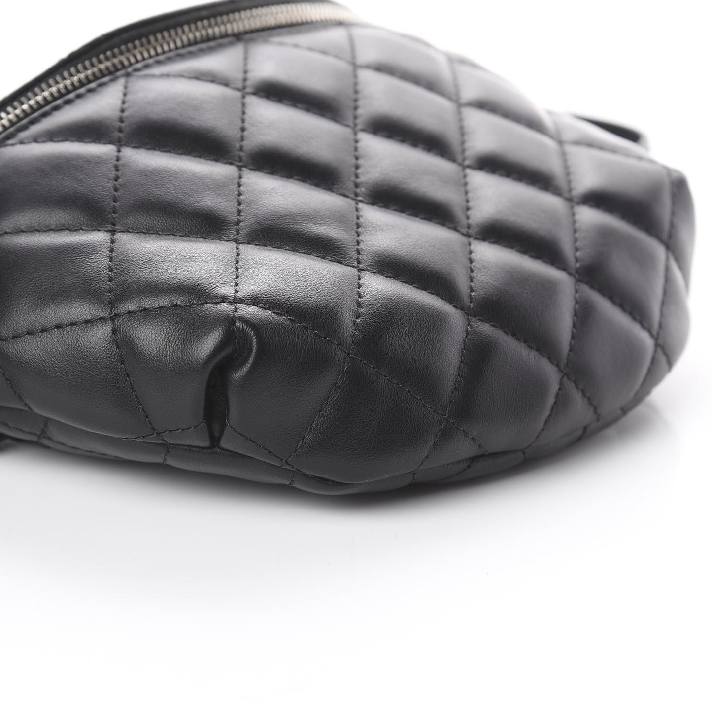Lambskin Quilted Waist Belt Bag Black
