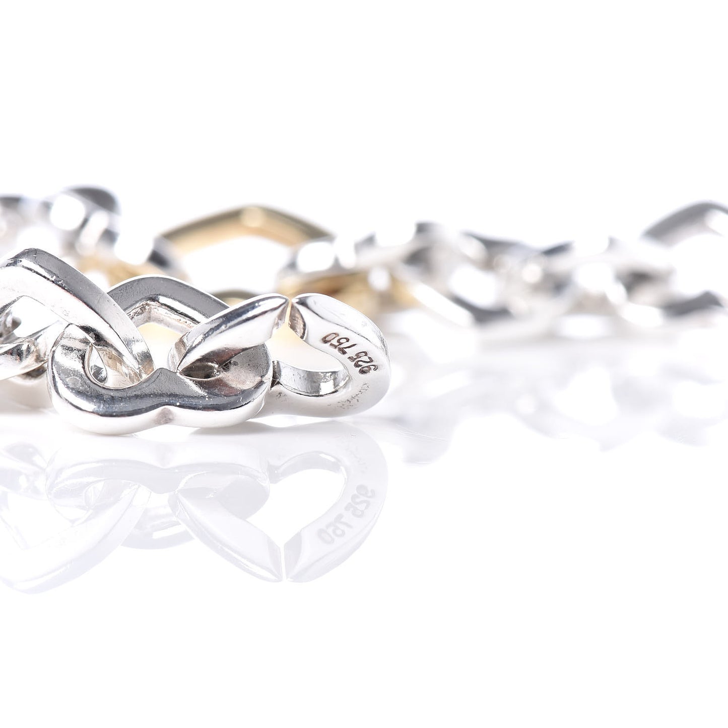 Sterling Silver 18K Yellow Gold Heart Links Bracelet