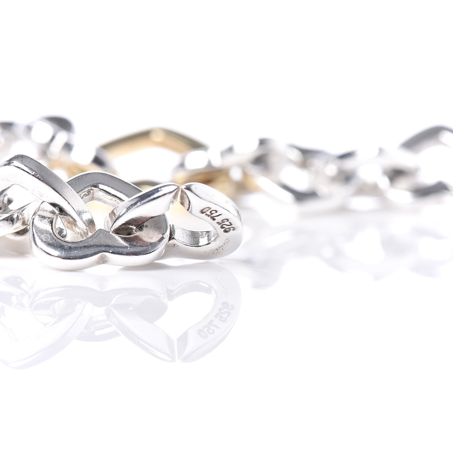 Tiffany Sterling Silver 18K Yellow Gold Heart Links Bracelet 4 of 5
