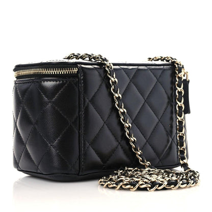 Chanel Lambskin Quilted Small Vanity Case With Chain Black 3 of 9