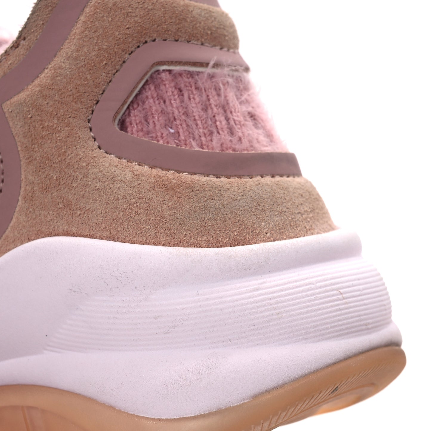 Suede Calfskin Stretch Fabric CC Sneakers 36.5 Pink