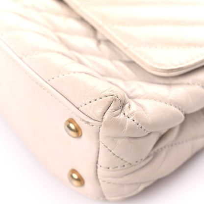 Chanel Aged Calfskin Chevron Quilted Mini Coco Handle Flap Ivory 8 of 21