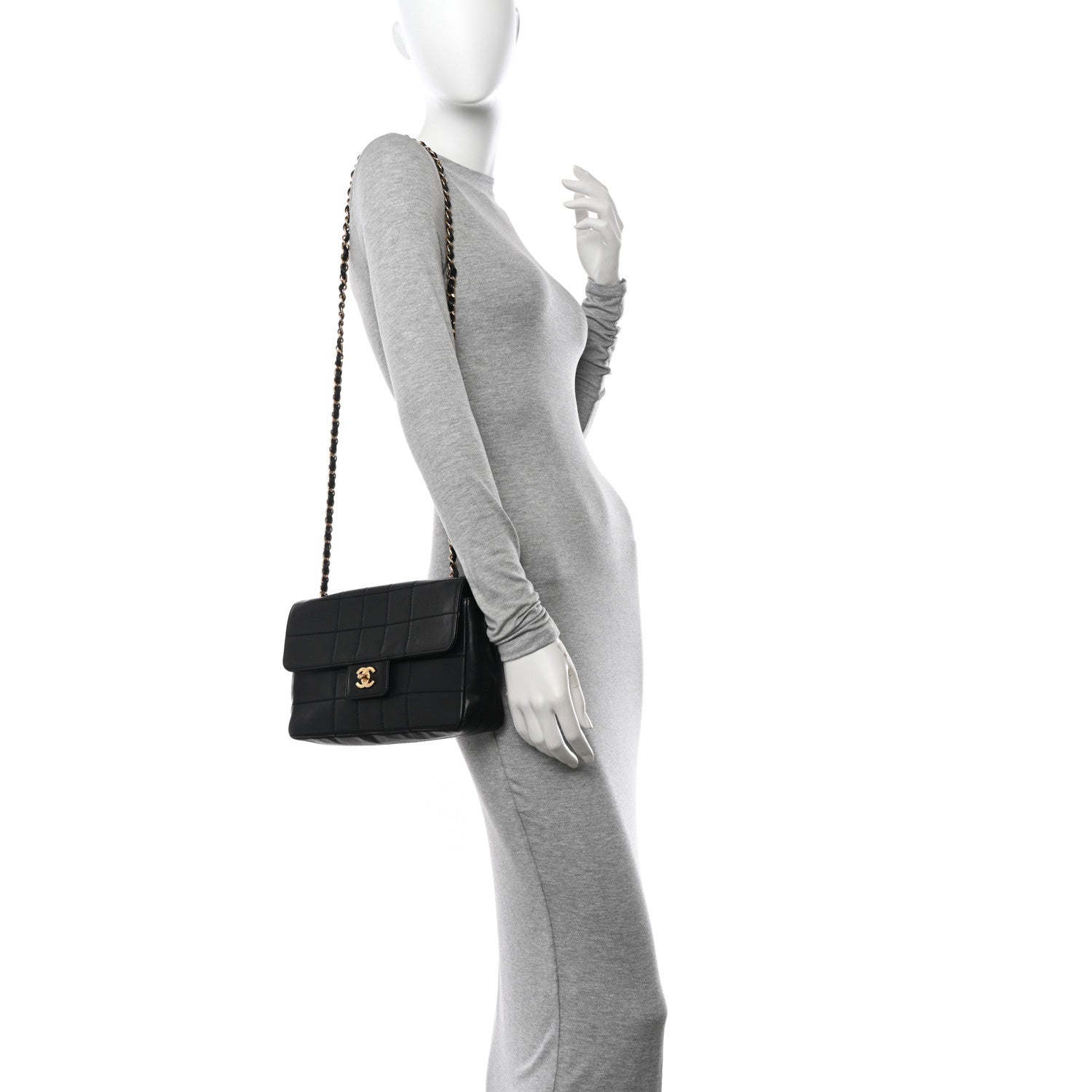 Chanel Lambskin Stitched Chocolate Bar Single Flap Black 2 of 13