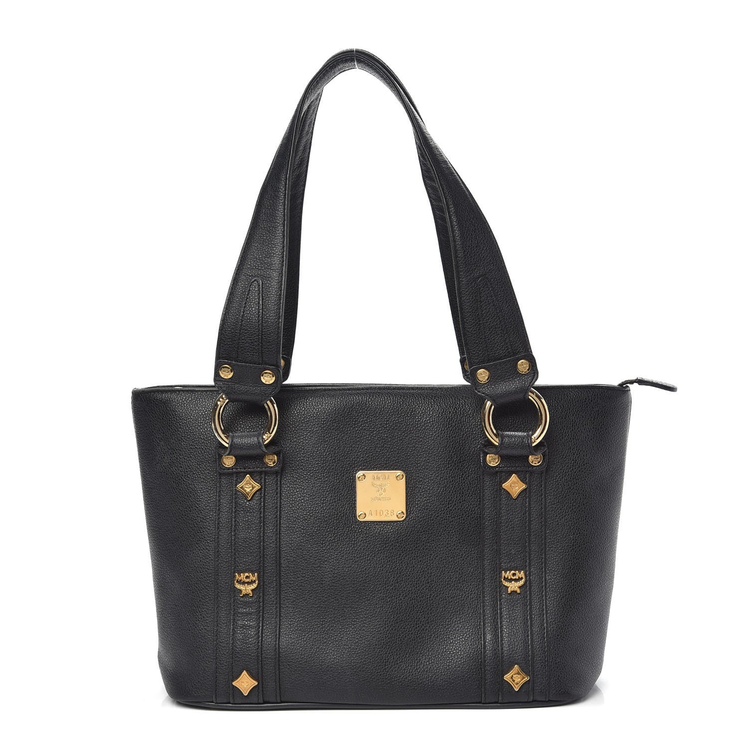 MCM Grained Calfskin Mini Tote Black 1 of 15
